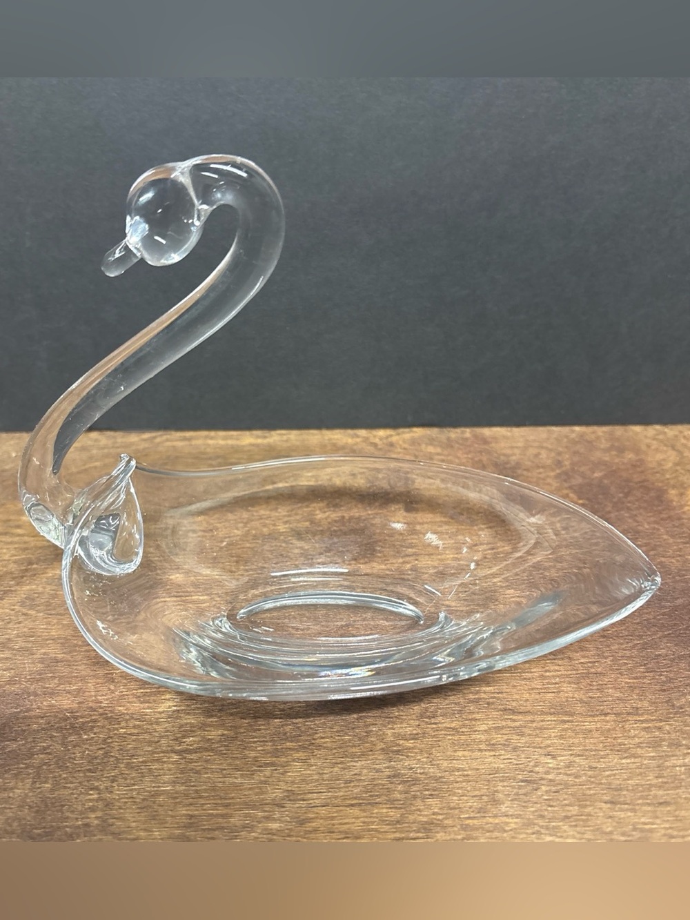 Clear Glass Swan Dish - Decorative Trinket Bowl